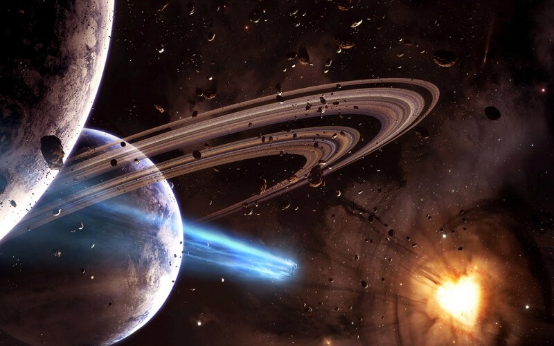 Planets with Rings in Space — Brown