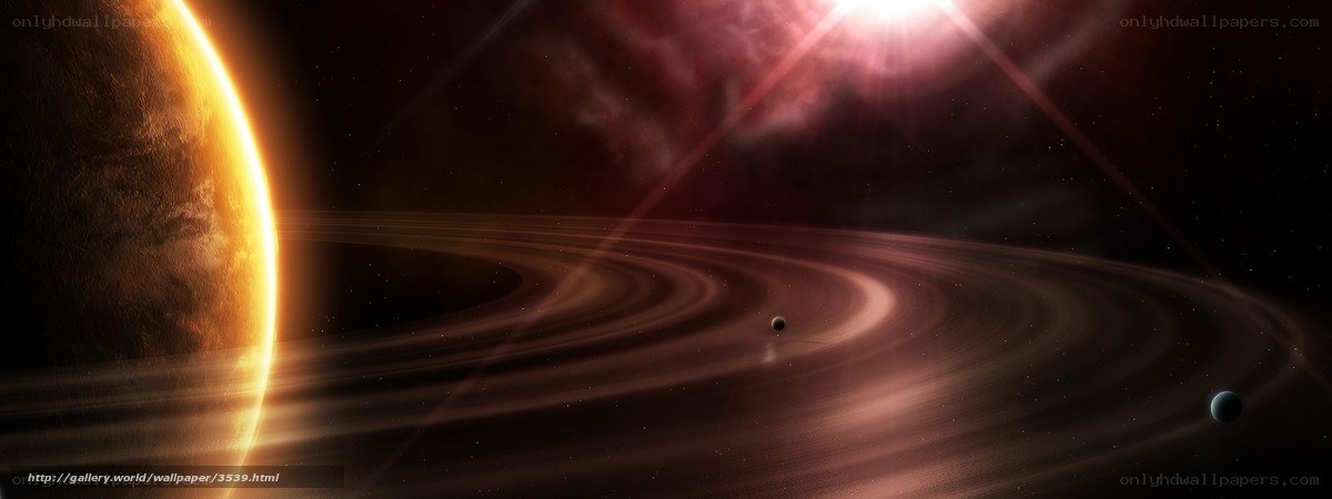Planets with rings in space