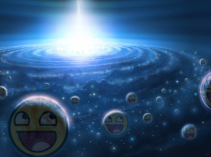 Planets with Smiley Faces — Blue