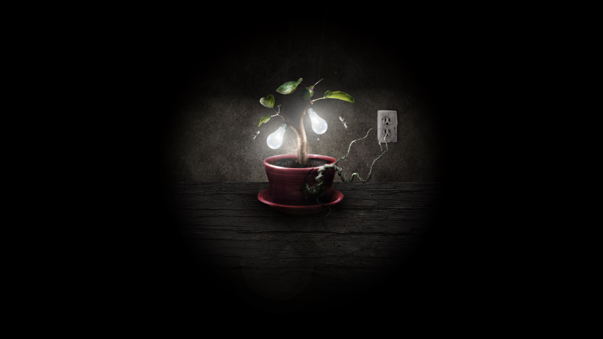 Plant with light bulbs