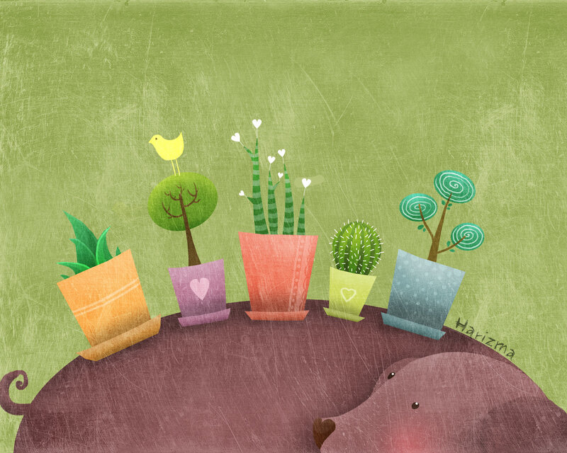 Plants on a hippo's back