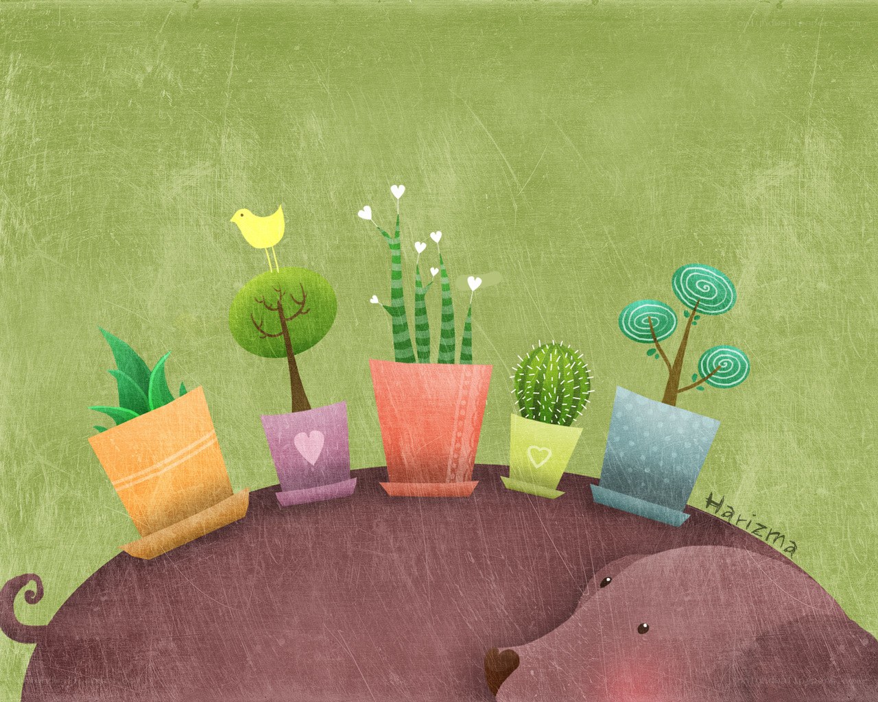 Plants on a hippo's back