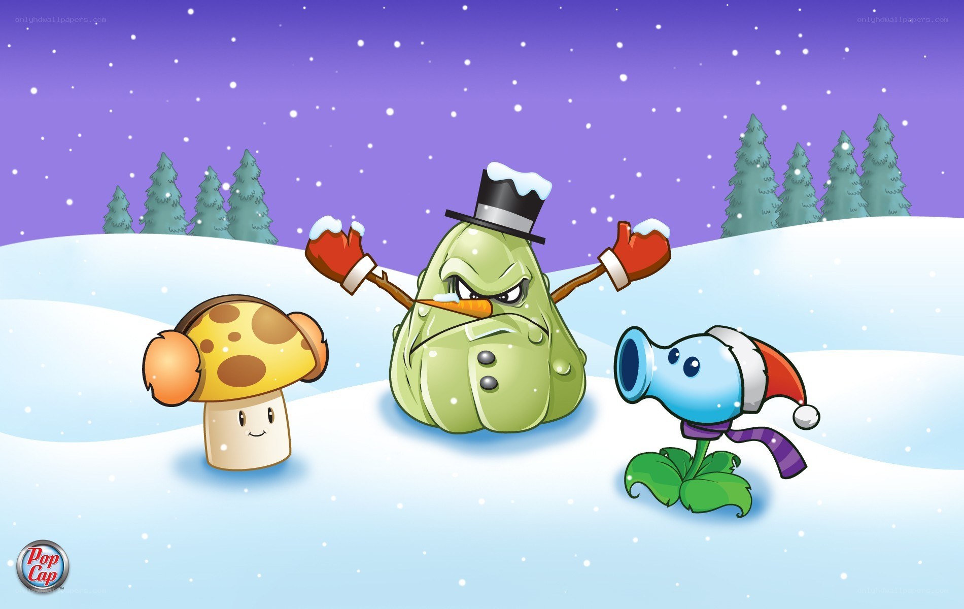 Plants vs Zombies winter scene
