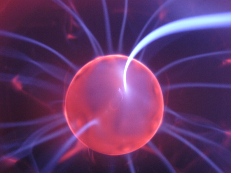 plasma ball with glowing tendrils