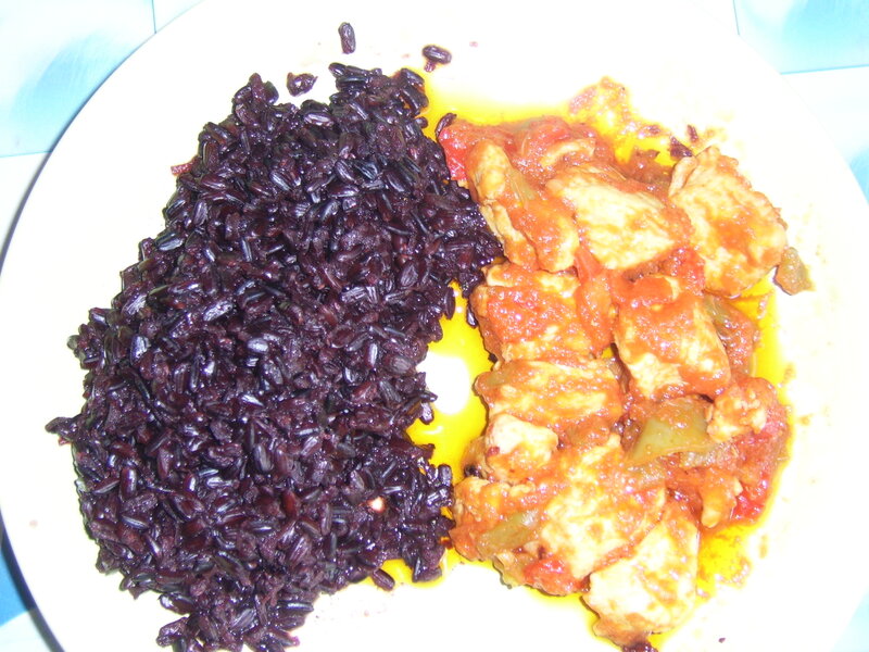Plate of Black Rice and Stew