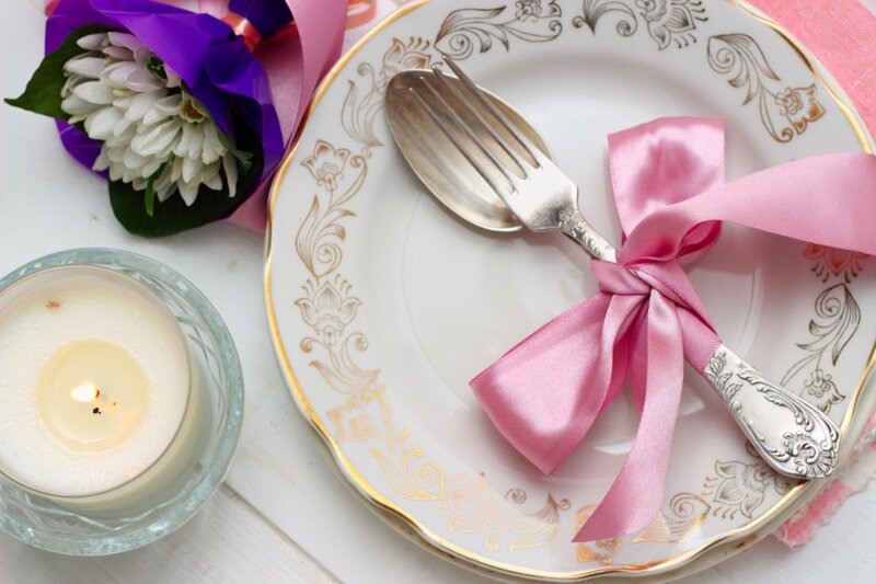 Plate with Fork and Ribbon