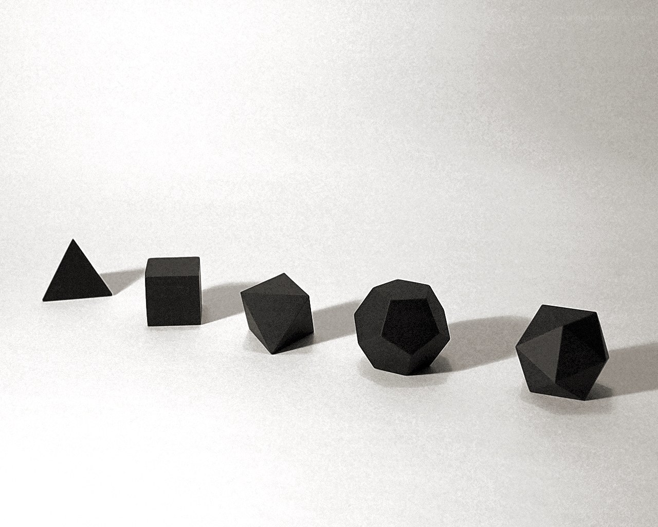 Platonic solids in black