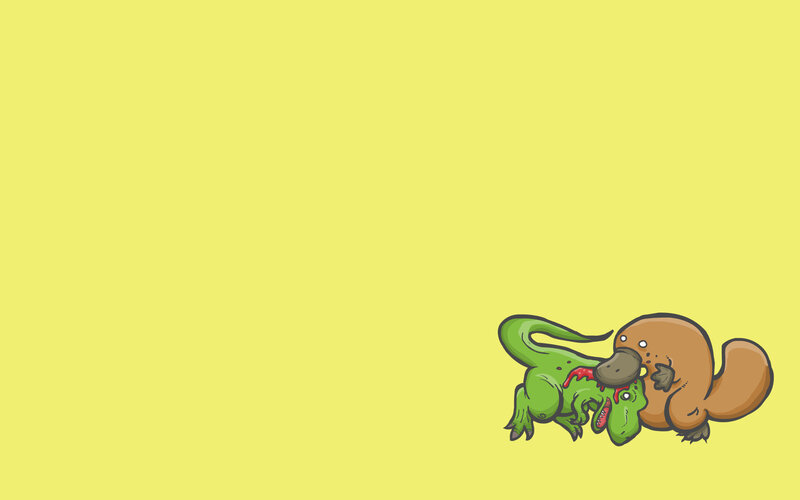 Platypus attacking dinosaur