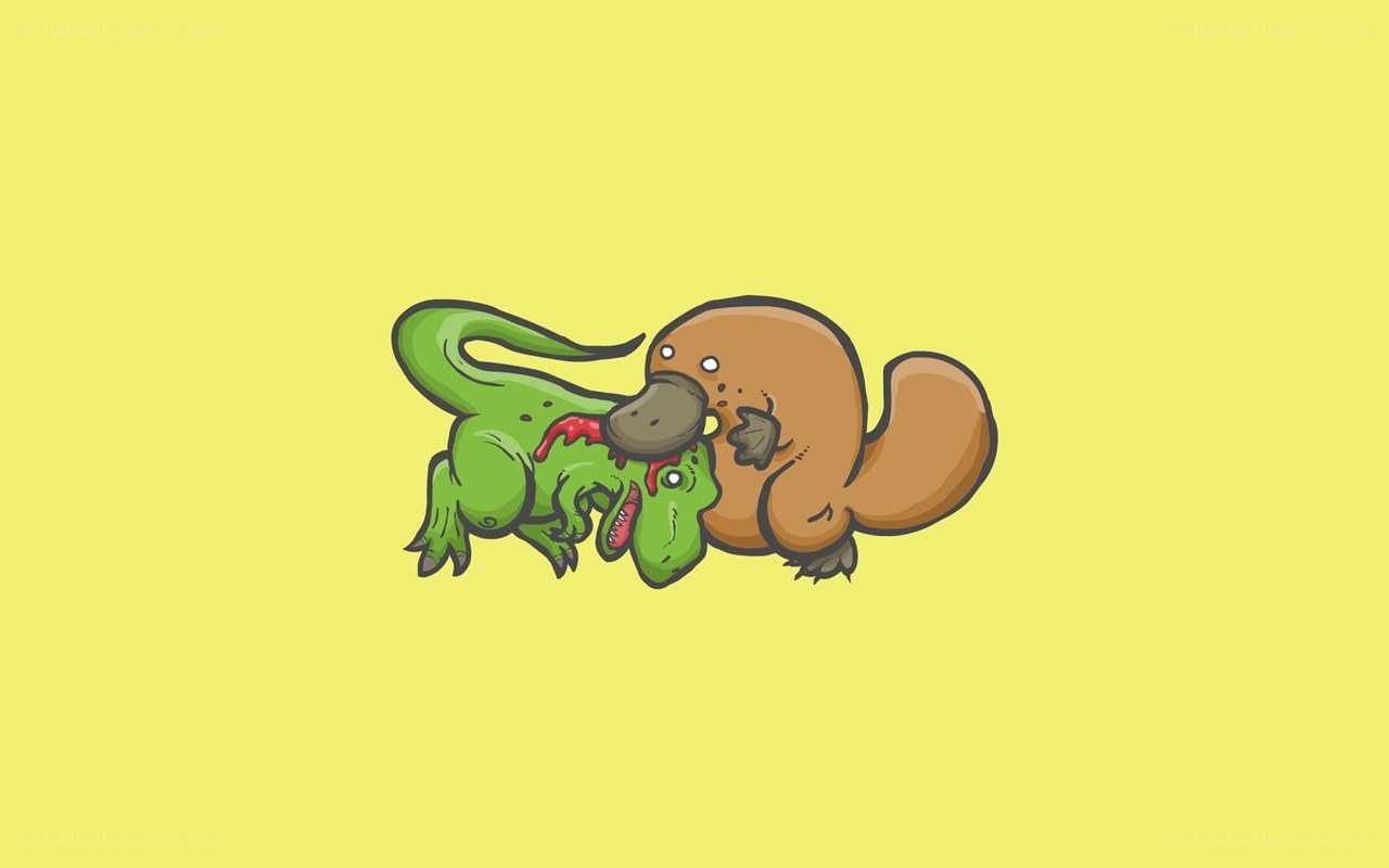 Platypus attacks dinosaur