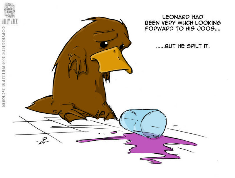 Platypus spills drink