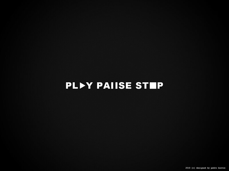 Play pause stop text design