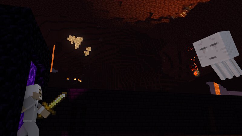 Player Fighting Ghast