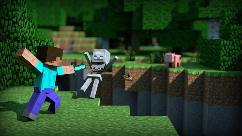 Player Fighting Skeleton — Green, Action, Afternoon