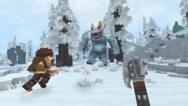 Player Fighting Snow Monster