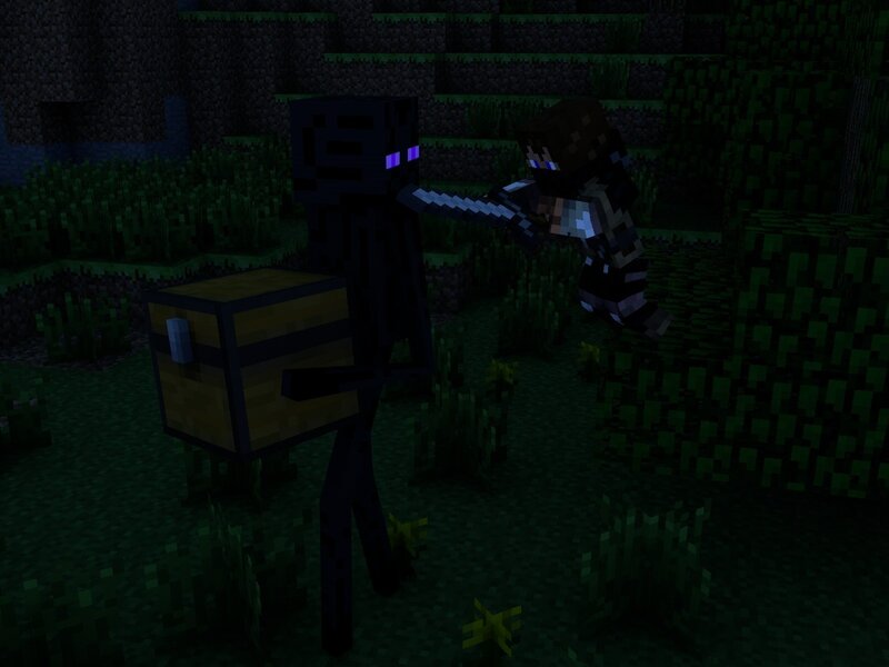 Player Fighting Wither Skeleton — Green, Dark