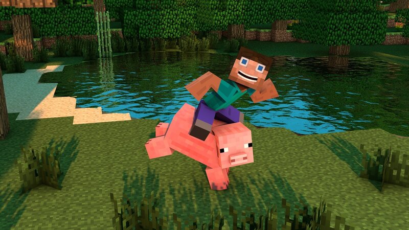 Player Riding Pig — Green