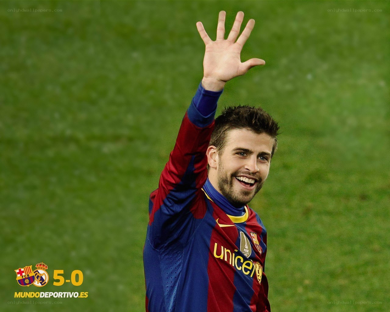 Player waving after match