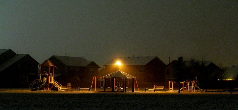 playground at night in residential area