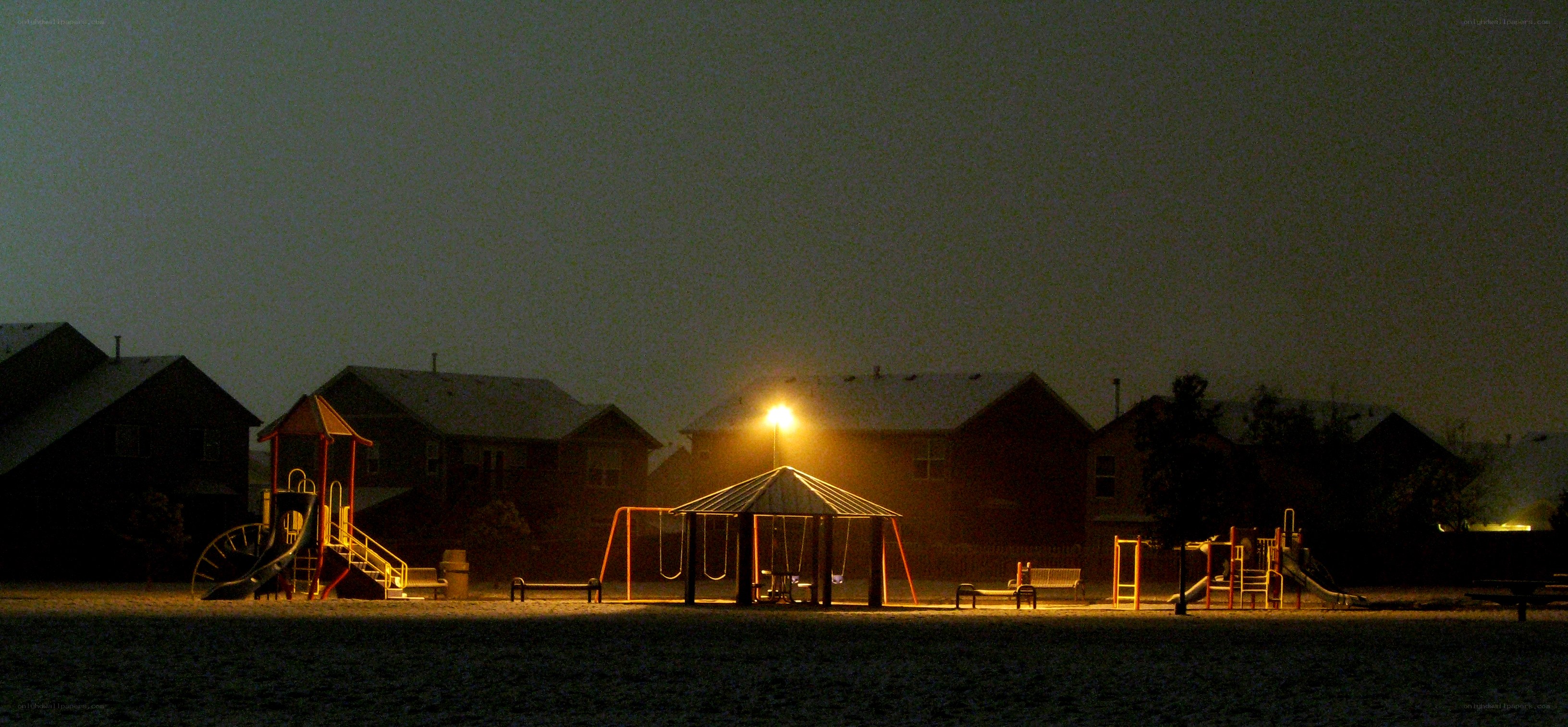 playground at night in residential area