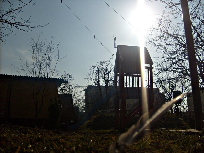 Playground Slide in Yard