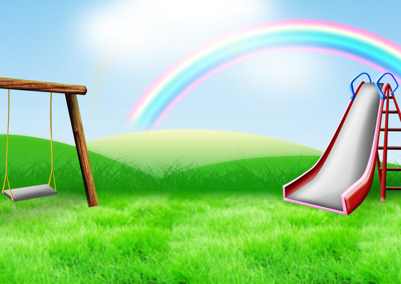 Playground with Slide and Swing