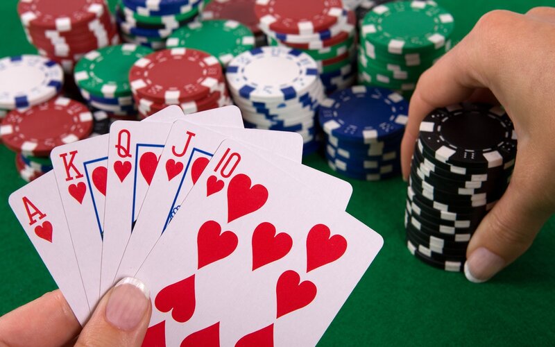 Playing Cards and Poker Chips — Green, Focused