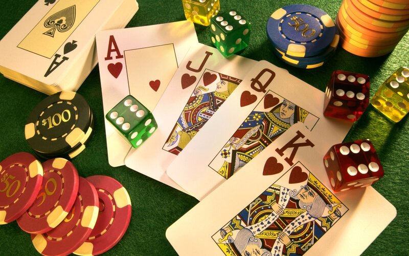 Playing Cards and Poker Chips — Green, Neutral