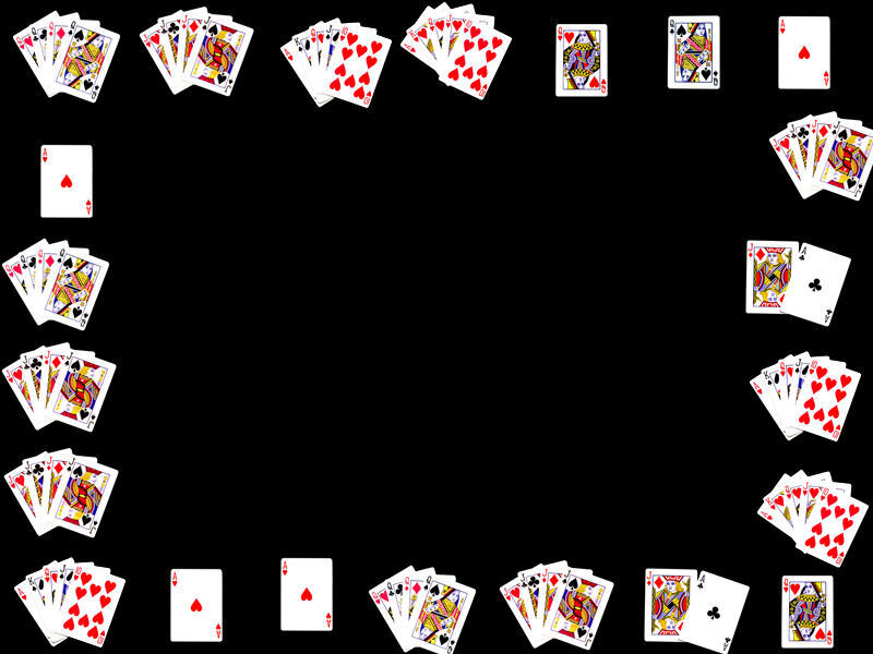 playing cards arranged in a frame