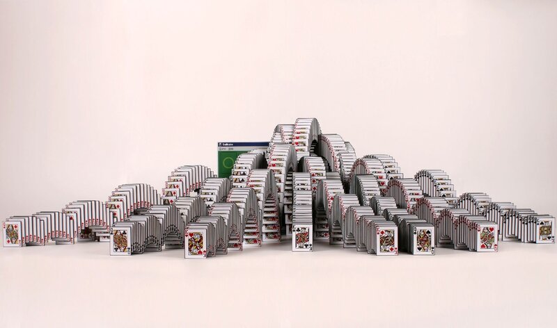 Playing Cards Arranged in Pyramid
