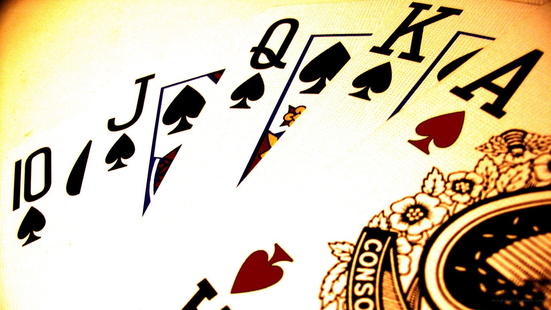 playing cards in a row