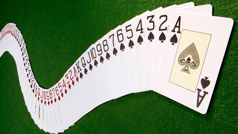 Playing Cards in Fan — Green, Neutral, Photograph, Green Felt