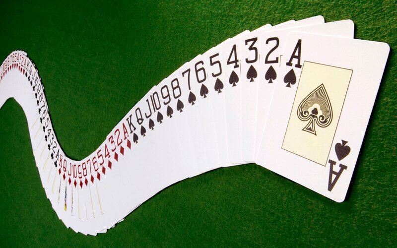 Playing Cards in Fan — Green, Neutral, Photograph