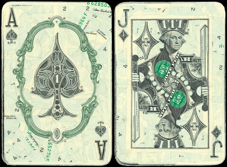 Playing cards made from currency