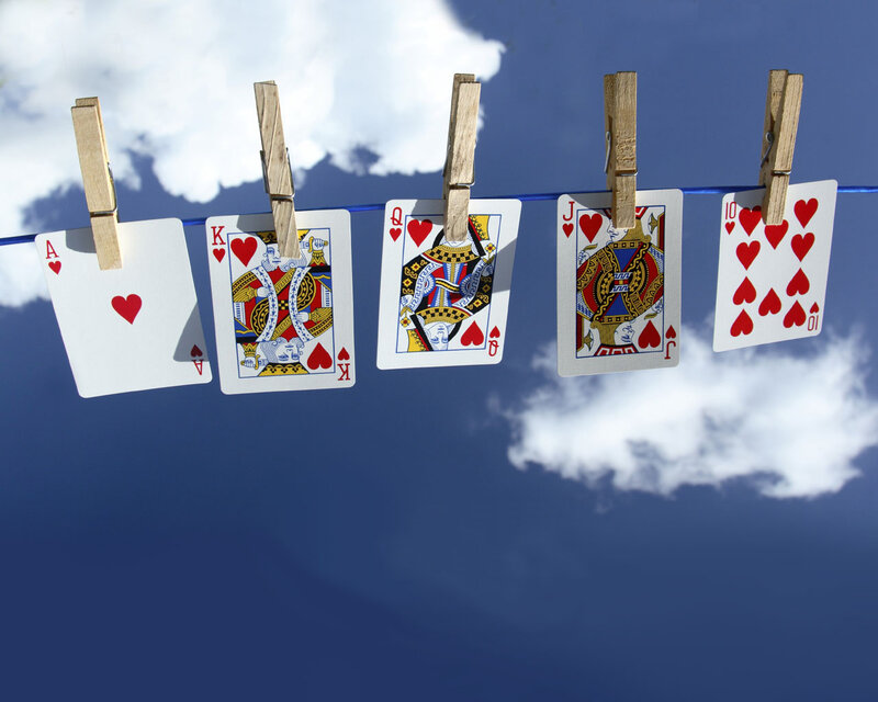 Playing Cards on Clothesline