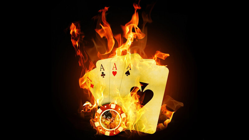Playing Cards on Fire — Black