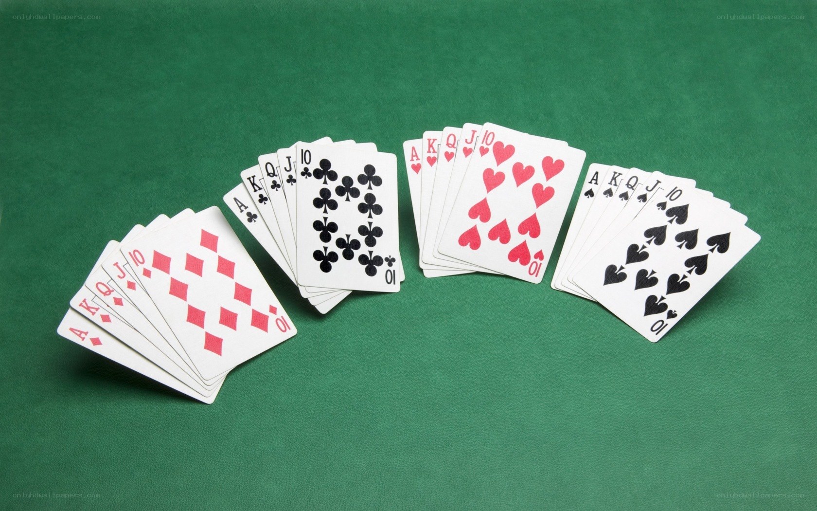 playing cards on green table