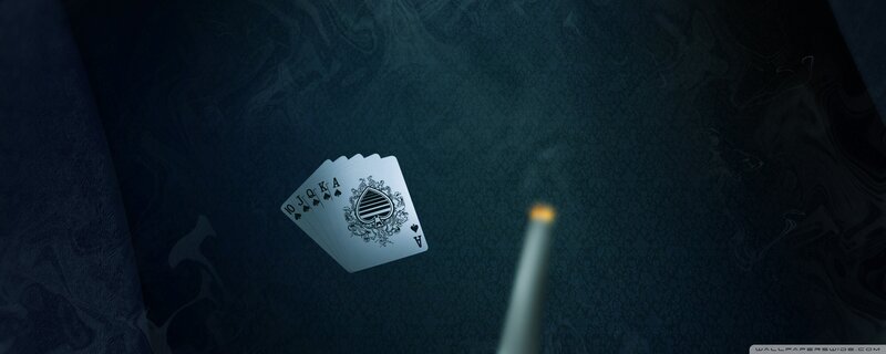Playing Cards on Table — Blue