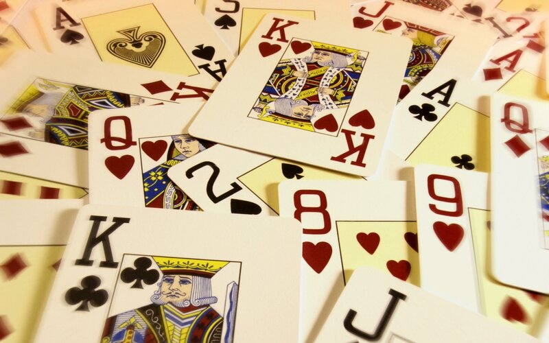 Playing Cards Scattered — White, Neutral, Photograph