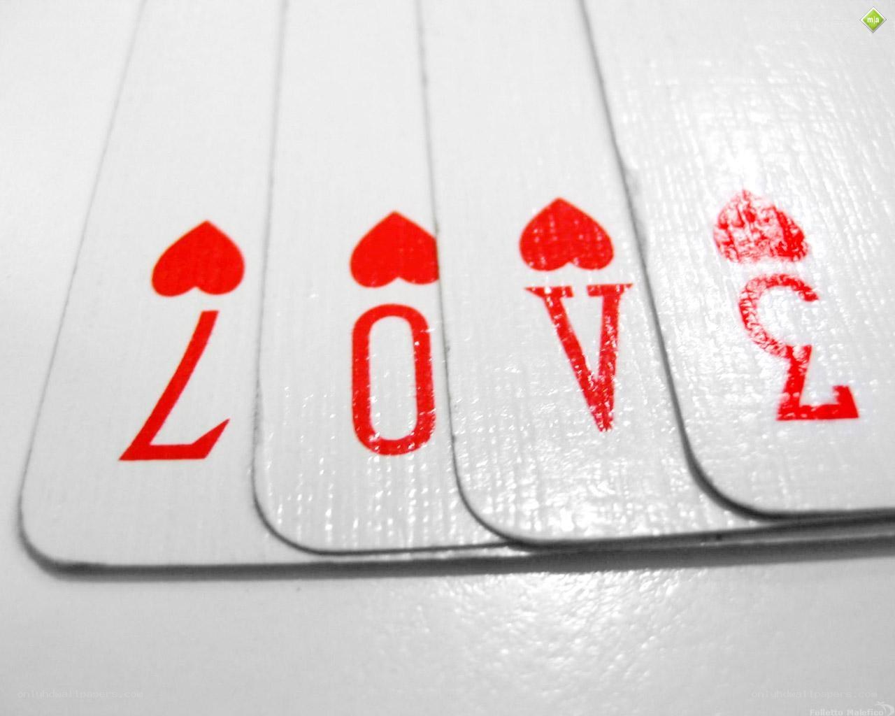 playing cards spelling love
