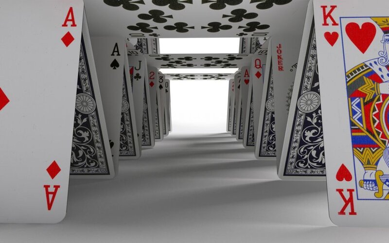 Playing Cards Tunnel — White, Abstract, 3d Render, Light, Black