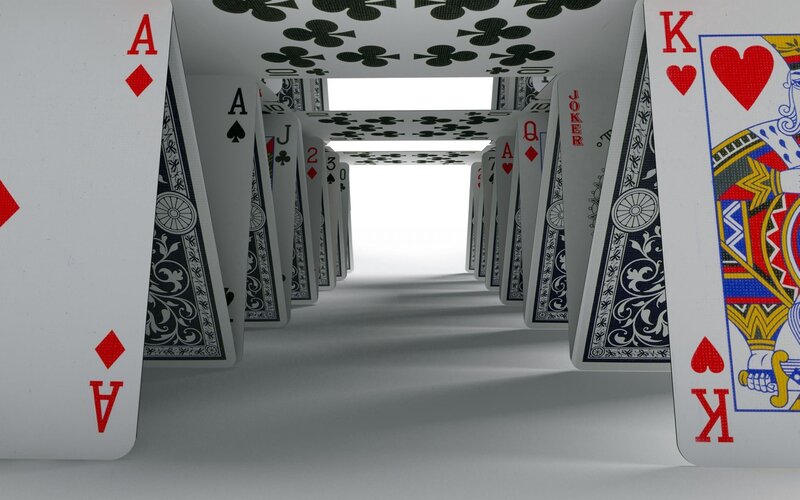 Playing Cards Tunnel — White, Abstract, 3d Render