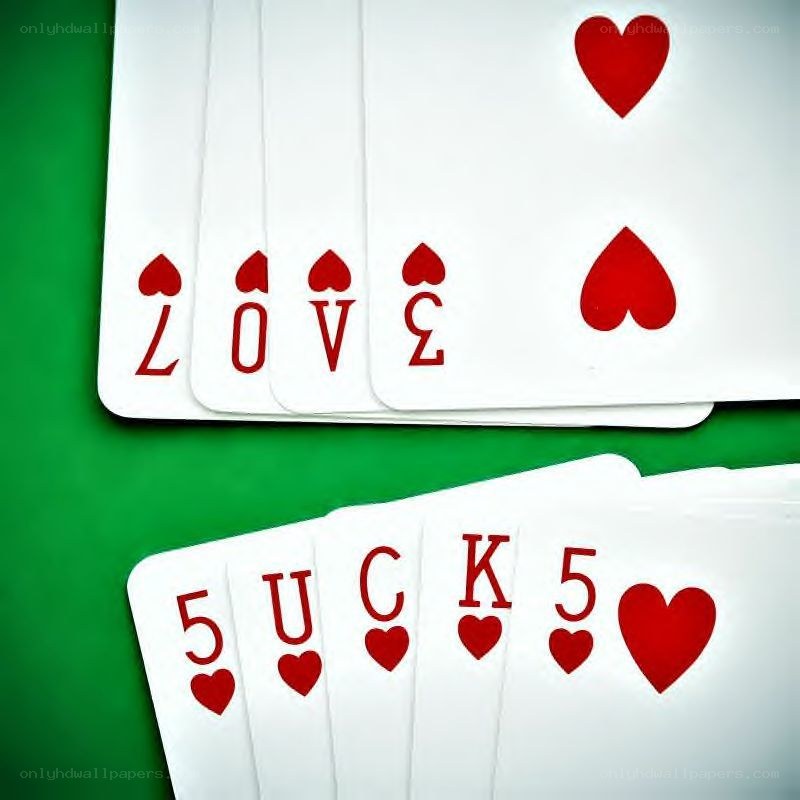 playing cards with love and luck