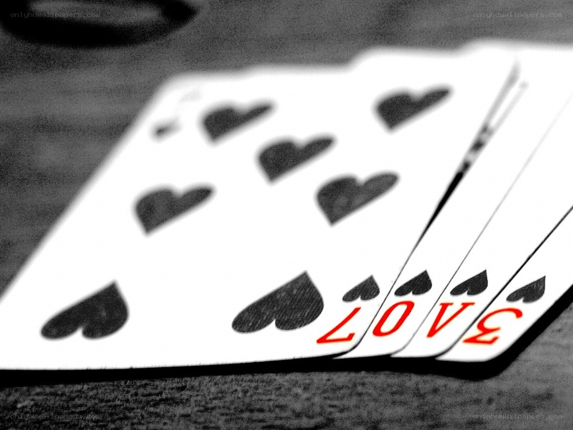 playing cards with 'love' text