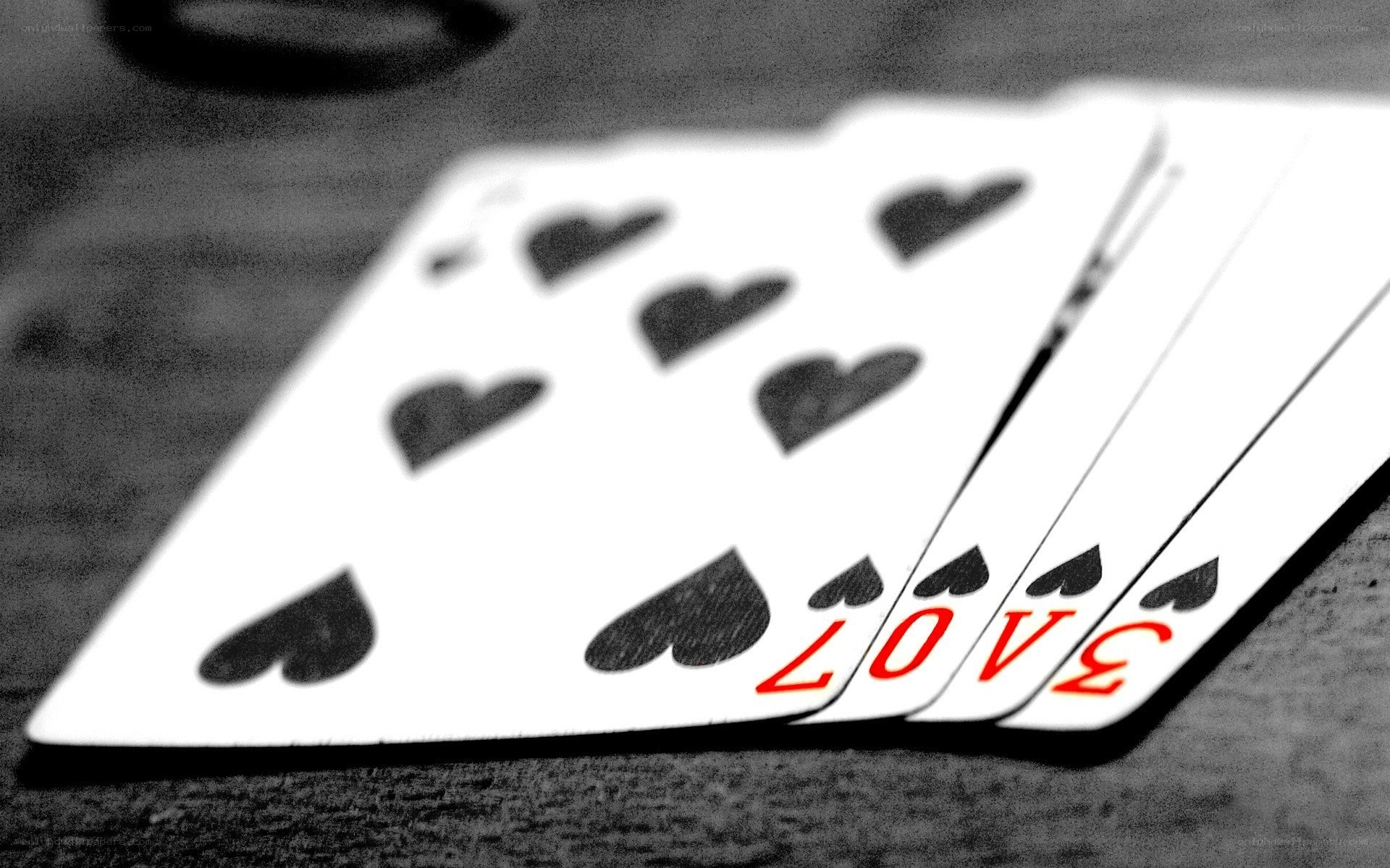 playing cards with love text