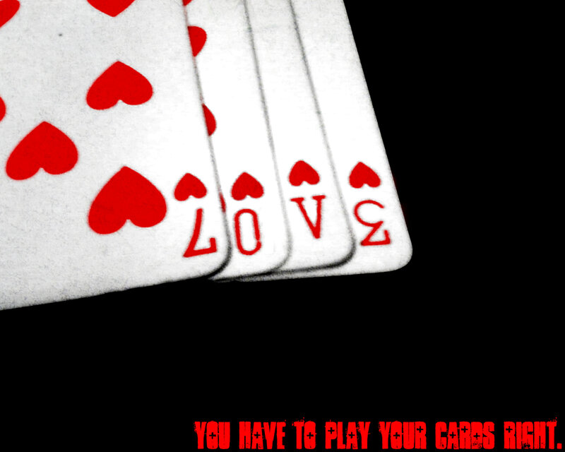 playing cards with text