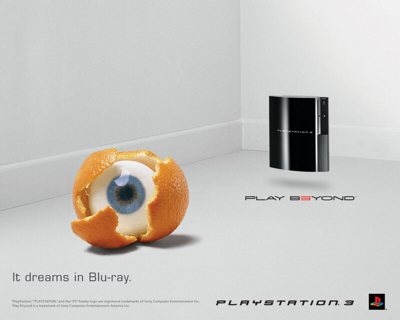 PlayStation 3 ad with eye in orange