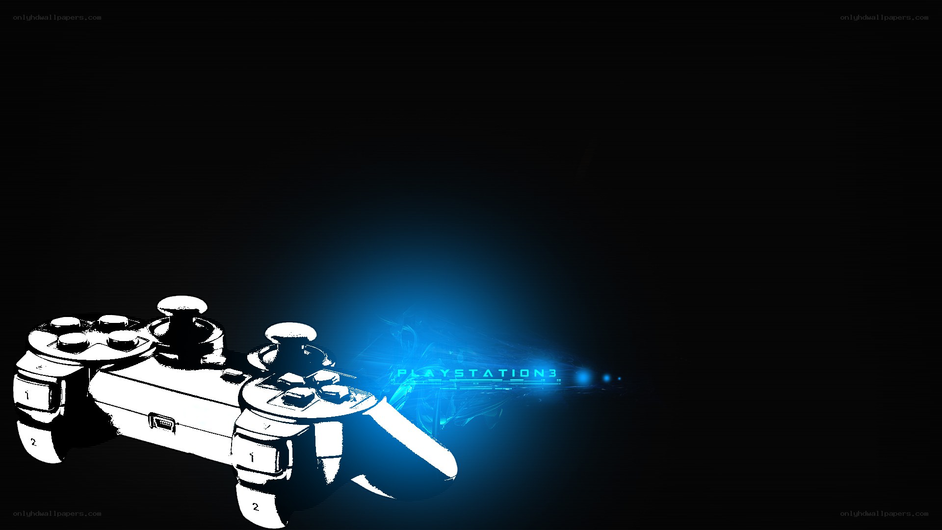 PlayStation 3 controller with blue glow