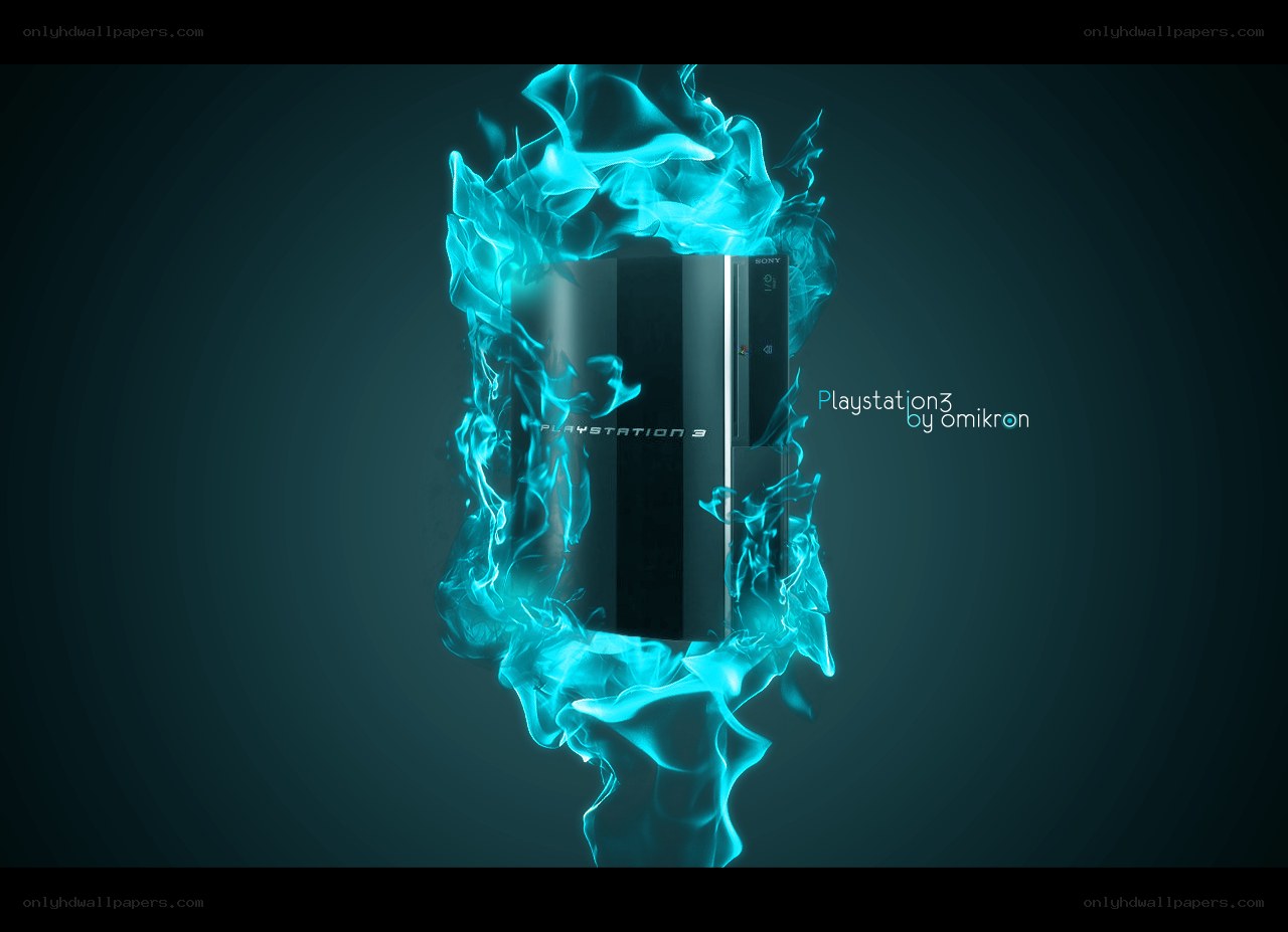 PlayStation 3 with blue flames