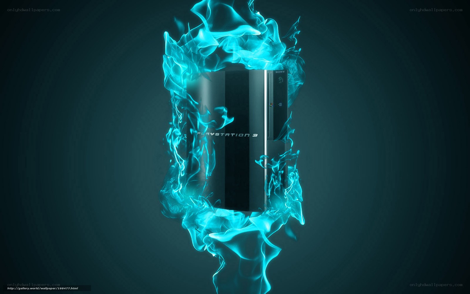 PlayStation 3 with blue flames