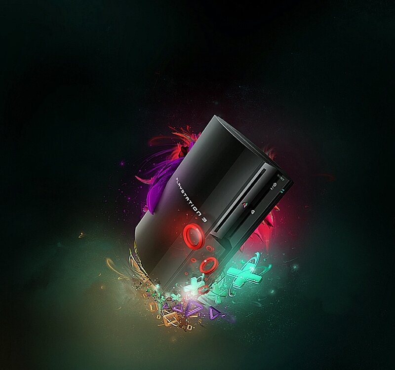 PlayStation 3 with colorful graphics